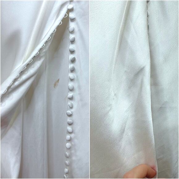 Lulus Lux Bridal NWT Unforgettable Adoration White Satin Asymmetrical Gown Dress - Picture 12 of 14